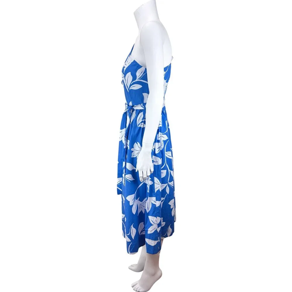J. Crew Factory Women's One Shoulder Floral Midi Dress Blue Size 10 NWT